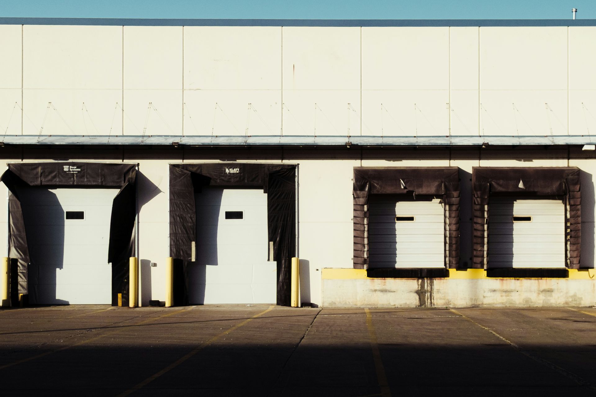 A row of loading docks on a commercial building